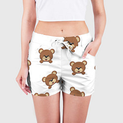 Шорты женские Мордашка мишки, цвет: 3D-принт — фото 2