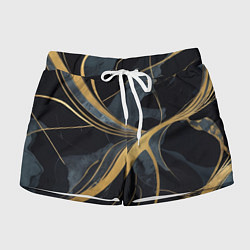 Шорты женские Мраморный узор с золотыми полосками, цвет: 3D-принт