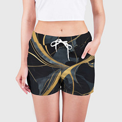 Шорты женские Мраморный узор с золотыми полосками, цвет: 3D-принт — фото 2