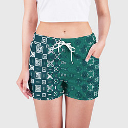 Шорты женские Изумрудные узоры, цвет: 3D-принт — фото 2