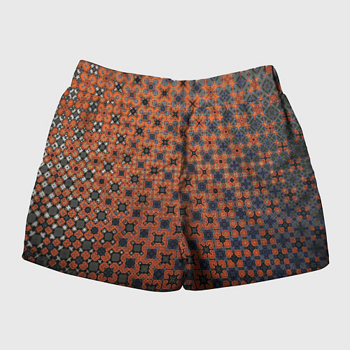 Женские шорты Узорчатый градиент рыже-синий / 3D-принт – фото 2