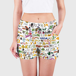 Шорты женские Ребусы паттерн, цвет: 3D-принт — фото 2
