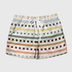Женские шорты Пиксели полосы звезды орнамент пастельный