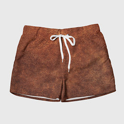 Шорты женские Коричневая кожа, цвет: 3D-принт