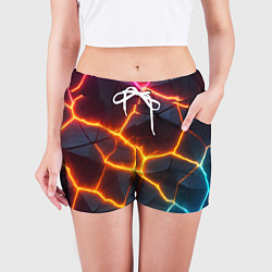 Шорты женские Разноцветный неон из плит, цвет: 3D-принт — фото 2