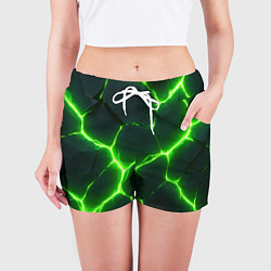 Шорты женские Кислотный зеленый разлом, цвет: 3D-принт — фото 2