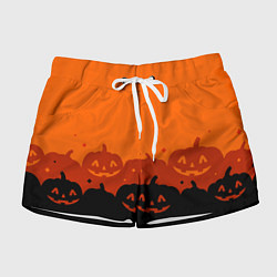 Шорты женские Хэллоуин счастливые тыквы, цвет: 3D-принт