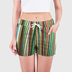 Шорты женские Полоски ткани, цвет: 3D-принт — фото 2