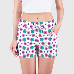 Шорты женские Цветочно-геометрический паттерн, цвет: 3D-принт — фото 2