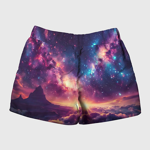 Женские шорты Фантастический космос вид с планеты / 3D-принт – фото 2