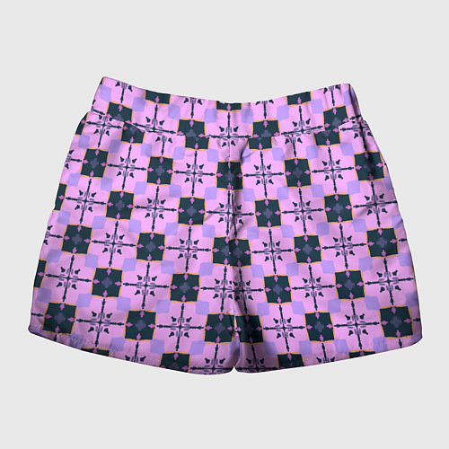 Женские шорты Квадраты с цветочными перекрестиями / 3D-принт – фото 2