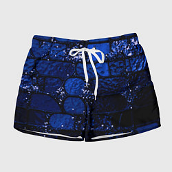 Шорты женские Чёрно-синий витражные плитки, цвет: 3D-принт