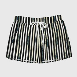Шорты женские Абстрактные полосы чёрно-белый, цвет: 3D-принт