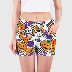 Шорты женские Улыбки хэллоуина, цвет: 3D-принт — фото 2