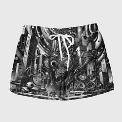 Женские шорты Cyber urban skull - ai art fantasy