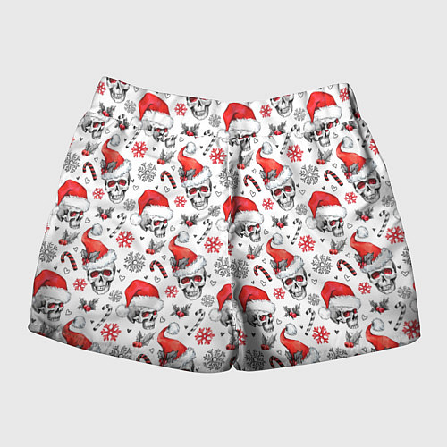 Женские шорты Новогодние черепа / 3D-принт – фото 2