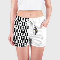 Шорты женские Ювентус паттерн люди, цвет: 3D-принт — фото 2