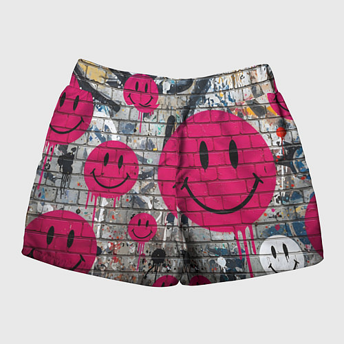 Женские шорты Розовые смайлы граффити / 3D-принт – фото 2