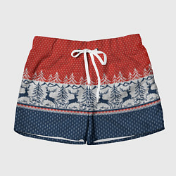 Женские шорты Вязаный узор с оленями