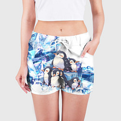 Шорты женские Пингвины и лёд, цвет: 3D-принт — фото 2