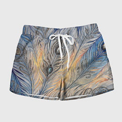 Женские шорты Синие перья с самоцветами