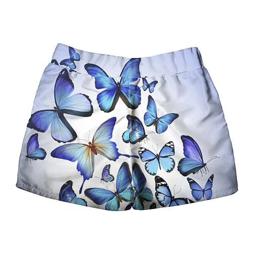 Женские шорты Голубые бабочки / 3D-принт – фото 2