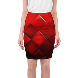 Юбка-карандаш женская Red squares, цвет: 3D-принт