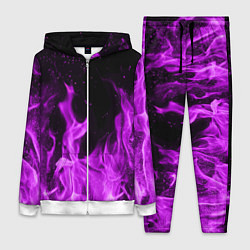 Женский 3D-костюм Фиолетовый огонь, цвет: 3D-белый