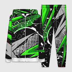 Женский 3D-костюм Black and green corners, цвет: 3D-белый