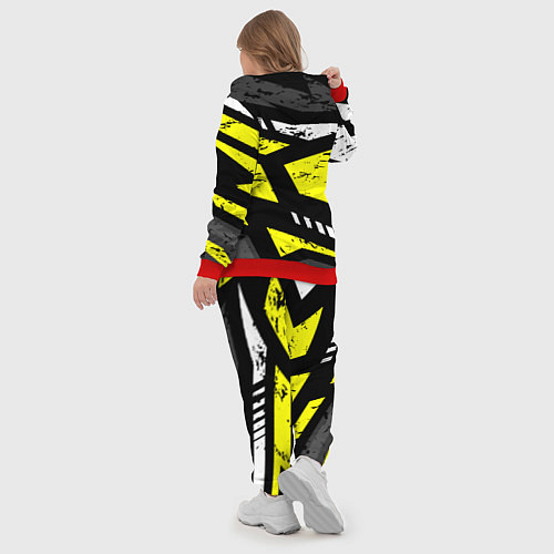 Женский костюм Black yellow abstract sport style / 3D-Красный – фото 5