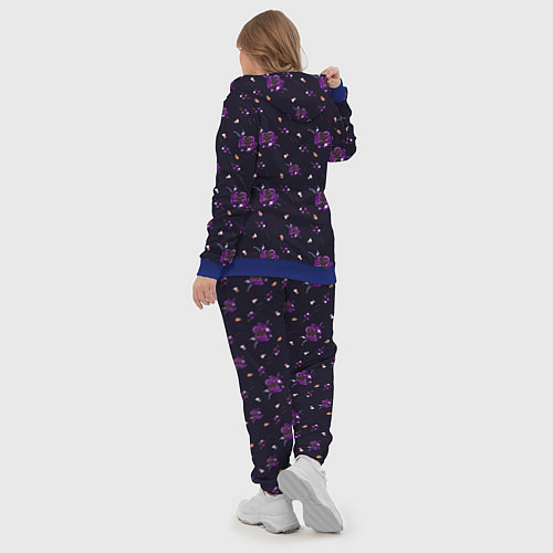 Женский костюм Фиолетовые розы на темном фоне / 3D-Синий – фото 5