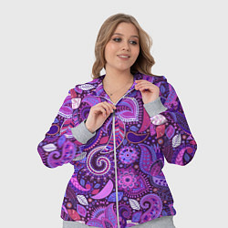 Женский 3D-костюм Фиолетовый этнический дудлинг, цвет: 3D-меланж — фото 2