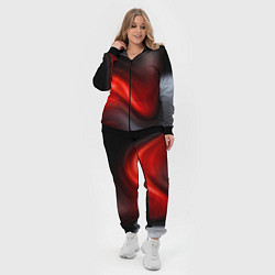Женский 3D-костюм BLACK RED WAVES АБСТРАКЦИЯ, цвет: 3D-черный — фото 2
