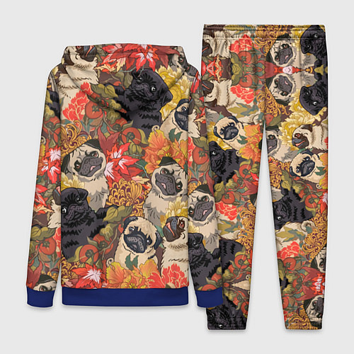 Женский костюм Мопсики Цветочки / 3D-Синий – фото 2