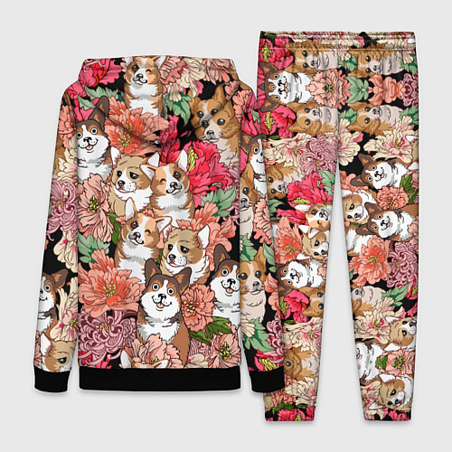 Женский костюм Корги & Цветы / 3D-Черный – фото 2