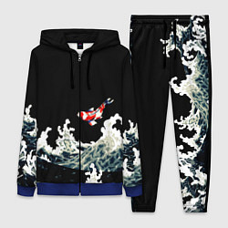 Женский 3D-костюм Карп Кои Волна Япония Рыба, цвет: 3D-синий
