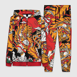Женский 3D-костюм Самурайский тигр, цвет: 3D-красный