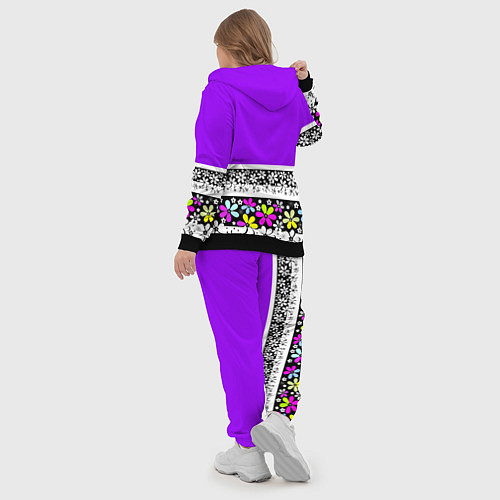 Женский костюм Яркий фиолетовый цветочный / 3D-Черный – фото 5