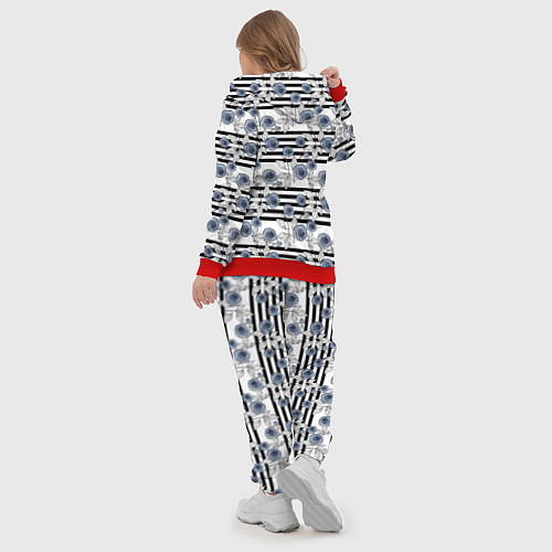 Женский костюм Акварельный полосатый узор / 3D-Красный – фото 5