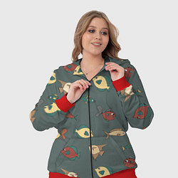 Женский 3D-костюм Морские рыбки на зеленом фоне, цвет: 3D-красный — фото 2