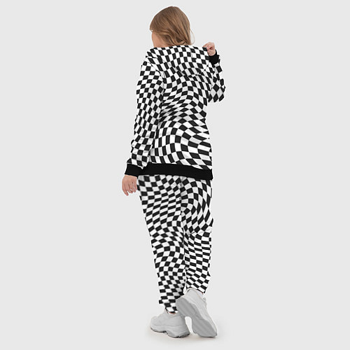 Женский костюм Черно-белая клетка Black and white squares / 3D-Черный – фото 5
