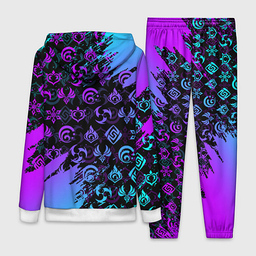 Женский костюм GENSHIN NEON PATTERN SYMBOL НЕОН ЭМБЛЕМЫ / 3D-Белый – фото 2