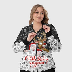 Женский 3D-костюм С Новым Годом дед мороз и олень, цвет: 3D-черный — фото 2