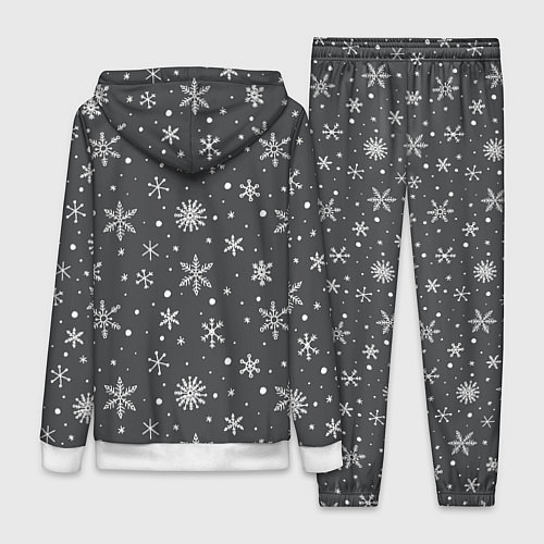 Женский костюм Белые снежинки на сером фоне / 3D-Белый – фото 2