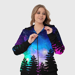 Женский 3D-костюм Космический лес, елки и звезды, цвет: 3D-черный — фото 2