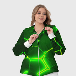 Женский 3D-костюм 3D ПЛИТЫ НЕОН NEON GREEN HEXAGON РАЗЛОМ, цвет: 3D-белый — фото 2