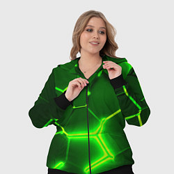 Женский 3D-костюм 3D ПЛИТЫ НЕОН NEON GREEN HEXAGON РАЗЛОМ, цвет: 3D-черный — фото 2