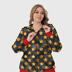 Женский 3D-костюм Золотые звезды на черном, цвет: 3D-красный — фото 2