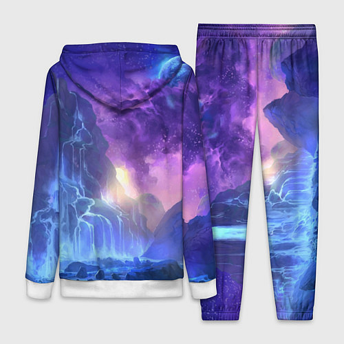 Женский костюм Фантастический пейзаж Водопад Неон / 3D-Белый – фото 2