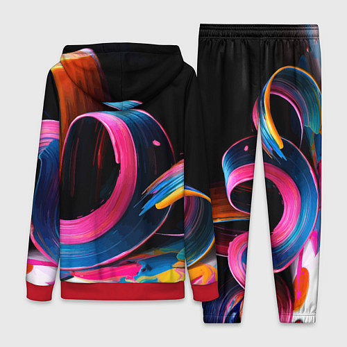 Женский костюм Разноцветный мазки краски Абстракция Multicolored / 3D-Красный – фото 2